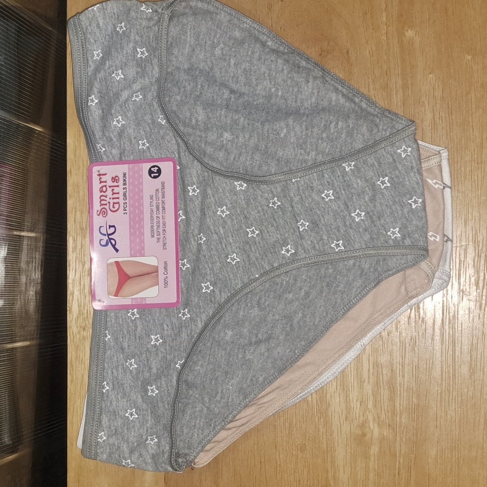 3 Pcs Girl's 100% Cotton Hipsters New Size 14